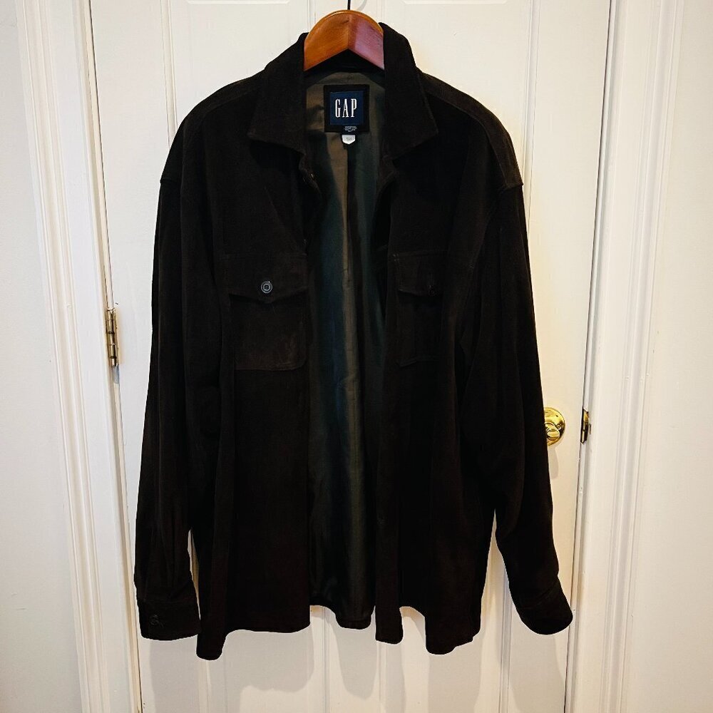 Vintage GAP 90s Suede Leather Trucker Chore Jacket Coat Size XXL